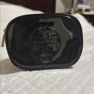 Tory Burch Black Cosmetic Bag with Glossy Finish